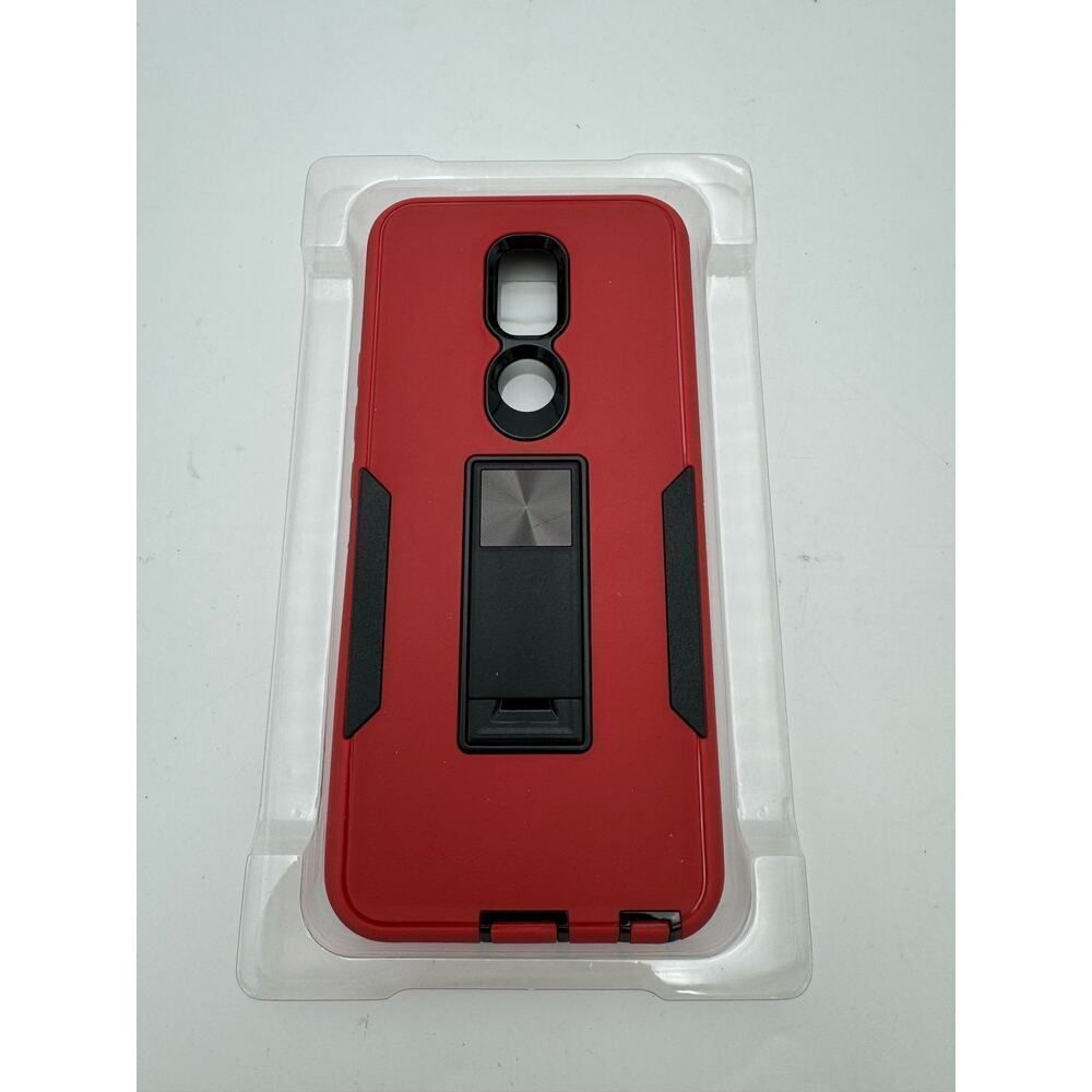 NWT EDGE Cricket Icon 3 Anti-Shock/Scratch Rugged Kickstand Phone Case Red/Black